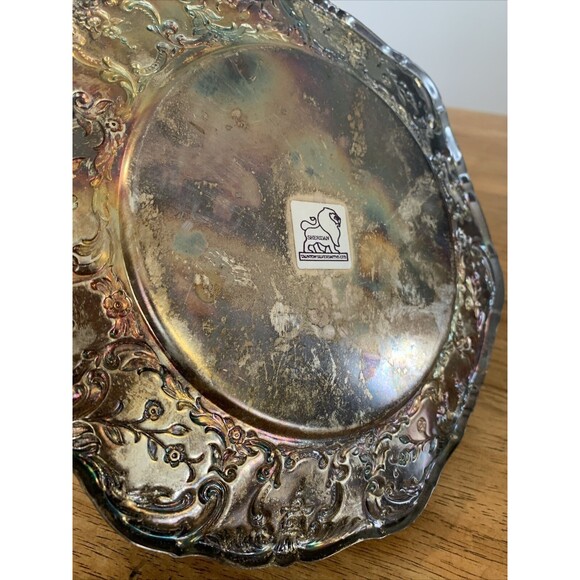 Sheridan Silversmith Taunton Plate Engraved Embossed Platter Trinket Tray Silver - Picture 3 of 5